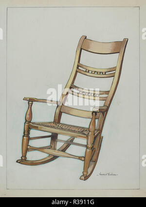 Rocking Chair coloniale. En date du : ch. 1937. Dimensions : hors tout : 35,5 x 24,4 cm (14 x 9 5/8 in.) Objet : SAI Original 39 1/2"haut ; 22'1/4 de large à bras. Technique : gouache et graphite sur papier. Musée : National Gallery of Art, Washington DC. Auteur : Florence Truelson. Banque D'Images