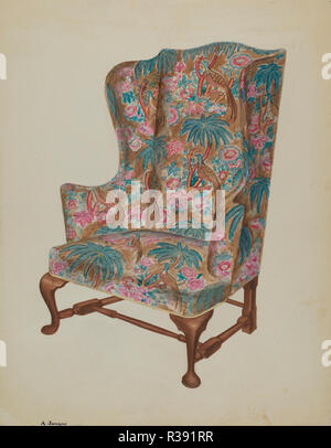 Un fauteuil. En date du : 1937. Dimensions : hors tout : 29 x 22,8 cm (11 x 9 7/16 in.) Objet : 45 SAI Original 1/2"haut, 31' de large. Médium : Aquarelle, crayon de couleur, et graphiet sur du carton. Musée : National Gallery of Art, Washington DC. Auteur : ARTHUR JOHNSON. Banque D'Images