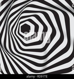 Noir et blanc géométrique rayures vague mouvement. Vector illustration Art optique abstract background. Illustration de Vecteur