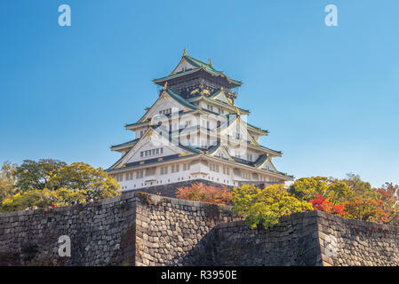 Château d'Osaka, un bateau de tourisme dans les douves Banque D'Images