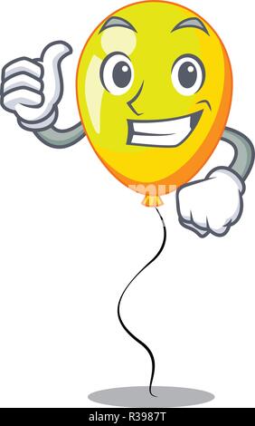 Thumbs up ballon jaune dans l'air battant cartoon Illustration de Vecteur