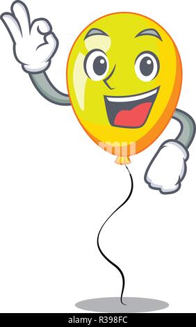 Okay ballon jaune dans l'air battant cartoon Illustration de Vecteur