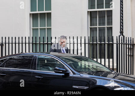 London UK, 21 novembre 2018, Brandon Kenneth Lewis Président du Parti conservateur de quitter Downing Street à Londres Credit : Andy Morton/Alamy Live News Banque D'Images