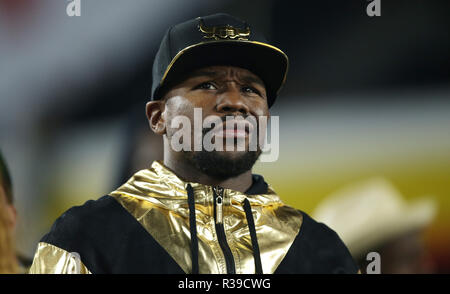 Los Angeled, Californie, USA. 19 Nov, 2018. Le boxeur Floyd Mayweather watches The Kansas City Chiefs jouer les Los Angeles Rams au Los Angeles Memorial Coliseum, le lundi, 19 novembre, 2018. Credit : KC Alfred/ZUMA/Alamy Fil Live News Banque D'Images