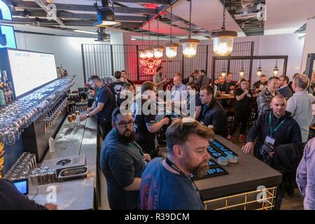 Édimbourg, Écosse, 22 novembre 2018.Scottish craft beer Brewer, Brewdog, a ouvert son premier bar à l'intérieur d'un aéroport. La 78e bar dans le portefeuille des chaînes est ouverte à 4h00 ce matin à l'aéroport d'Édimbourg. Credit : Riche de Dyson/Alamy Live News Banque D'Images