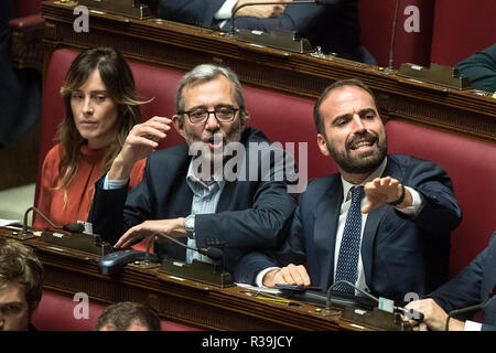 Rome, Italie. 22 Nov 2018. Photo Roberto Monaldo / LaPresse 22-11-2018 Rome (Italie) Chambre des Députés - Déclaration du Premier Ministre Giuseppe Conte sur loi de budget dans le Marattin Luigi photo Credit : LaPresse/Alamy Live News Banque D'Images