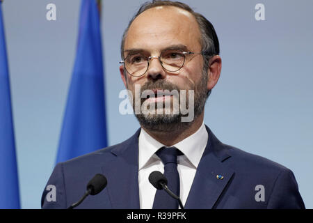 Paris, France. 22 Nov, 2018. Discours de 1er ministre Édouard Philippe au 101e Congrès de l'Association des Maires de France le 22 novembre 2018 à Paris, France. Credit : Bernard Menigault/Alamy Live News Banque D'Images