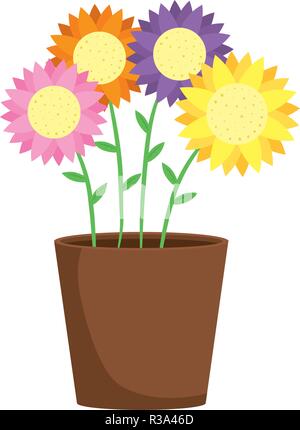 Cute tournesol en pot Illustration de Vecteur