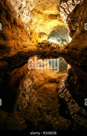 Cueva de los verdes,grotte verte à Lanzarote. îles canaries. Banque D'Images