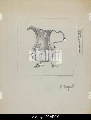 Sucrier en argent. En date du : ch. 1936. Dimensions : hors tout : 29,4 x 23 cm (11 9/16 x 9 1/16 in.) Original : OBJET DE LA SAI 4 1/2" de haut. Médium : graphite sur papier. Musée : National Gallery of Art, Washington DC. Auteur : Giacinto Capelli. Banque D'Images