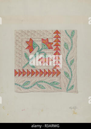 Quilt (coin). En date du : ch. 1940. Dimensions : hors tout : 35,8 x 26,5 cm (14 1/8 x 10 7/16 in.) Objet : SAI Original 72' de long, 60' de large. Médium : aquarelle et graphite sur papier. Musée : National Gallery of Art, Washington DC. Auteur : Cornelius Christoffels. Banque D'Images