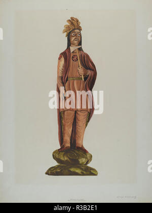 Magasin de cigares indiens. En date du : ch. 1937. Dimensions : hors tout : 61 x 46 cm (24 x 18 1/8 in.). Médium : Aquarelle, mine de plomb et crayon de couleur sur papier. Musée : National Gallery of Art, Washington DC. Auteur : Einar Heiberg. Banque D'Images