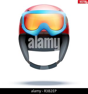 Casque de ski snowboard classique avec des lunettes. Illustration de Vecteur