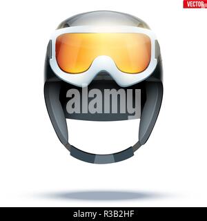 Casque de ski snowboard classique avec des lunettes. Illustration de Vecteur