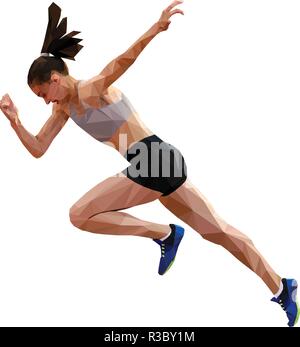 Commencez à courir plus rapidement runner sprinter femme silhouette polygonale Illustration de Vecteur
