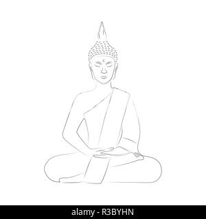 Bouddha méditation yoga silhouette vector illustration EPS10 Illustration de Vecteur