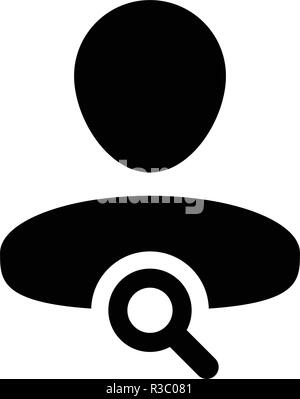 L'icône Zoom homme vecteur personne utilisateur avatar profil loupe symbole dans couleur plate illustration pictogramme glyphe Illustration de Vecteur