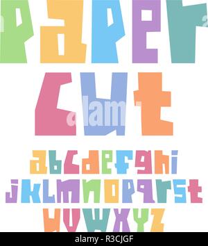 Coupe papier police minuscules couleurs pastel Illustration de Vecteur