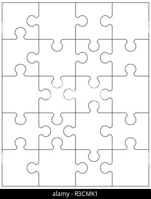 Vector illustration of white puzzle, pièces séparées Banque D'Images