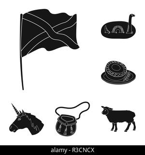 L'Ecosse Pays icônes noires dans set collection pour la conception. Tourisme, culture et tradition symbole vecteur illustration de stock. Illustration de Vecteur