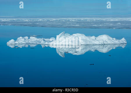 La Norvège, Svalbard, Nordaustlandet, Nordaust-Svalbard Réserve Naturelle. Glace le long de la côte de Nordaustlandet dans la mer de Barents. Banque D'Images