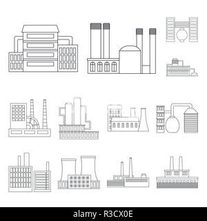 Équipements en usine et contours des icônes dans la collection set pour la conception. Équipements en usine et symbole vecteur illustration de stock. Illustration de Vecteur