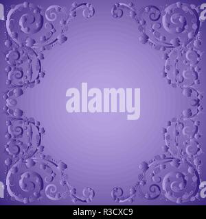 Motif floral violet raisin encadrées avec des éléments de la frontière et de gradient, hand drawn vector illustration Illustration de Vecteur