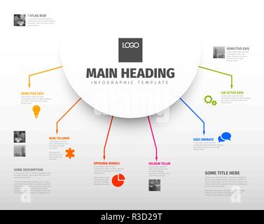 Multifonction modèle vectoriel Infographie faite de lignes et icônes Illustration de Vecteur