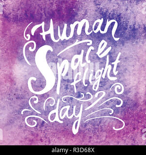 Carte de vœux de la journée en matière de vol spatial. abstract background Banque D'Images