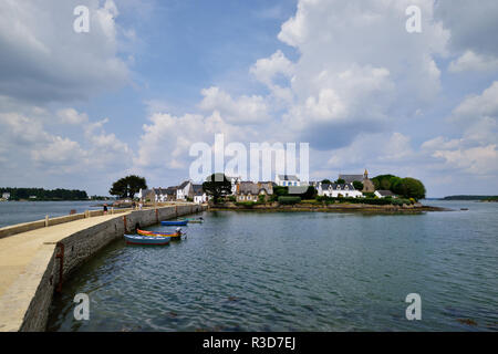 Belz (Bretagne, nord-ouest de la France) : petite île de Saint-Cado sur la rivière d'Etel, ria d'Etel Banque D'Images