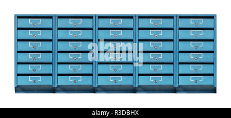 Dans les boîtes aux lettres ukrainien isolés avec des serrures couleur bleu Banque D'Images
