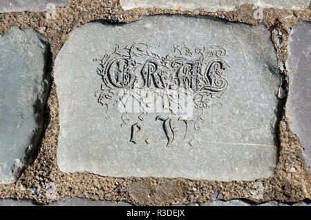 Inscription en pavés à burg altena Banque D'Images