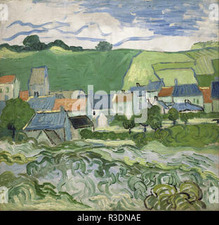 Vue d'Auvers. Date/Période : Mai 1890 - juin 1890. Paysage. Huile sur toile. Auteur : Vincent VAN GOGH. Banque D'Images