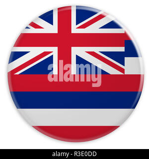 Bouton d'État des États-Unis : Hawaii Badge Drapeau, 3d illustration sur fond blanc Banque D'Images