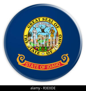 Bouton d'État des États-Unis : New York Drapeau Insigne, 3d illustration sur fond blanc Banque D'Images