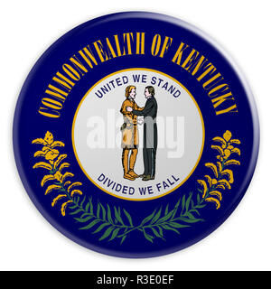 Bouton d'État des États-Unis : Kentucky Badge Drapeau, 3d illustration sur fond blanc Banque D'Images