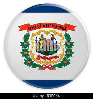 Bouton d'État des États-Unis : West Virginia Badge Drapeau, 3d illustration sur fond blanc Banque D'Images