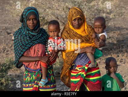 Portrait d'une famille de la tribu afar, région Afar, Ethiopie, Afambo Banque D'Images