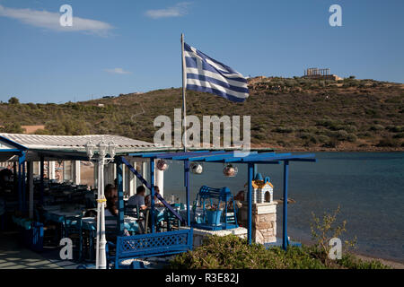 Taverna sounion sounion plage acrogiali Grèce attica Banque D'Images