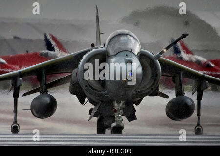 Harrier de la RAF, comme le Harrier Jump Jet, est une famille d'attaque à propulsion jet avion capable de décollage et atterrissage verticaux ou courts Banque D'Images