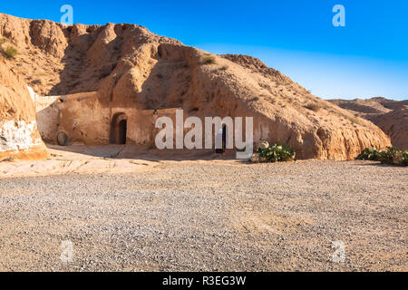 Maison troglodyte à Matmata, Tunisie dans le désert du sahara Banque D'Images