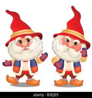 Ribambelle de gnome isolé sur un fond blanc. Croquis de l'affiche de la fête de Noël, invitation à une fête, d'autres carte de vacances. Cartoon Vector illustration close-up. Illustration de Vecteur