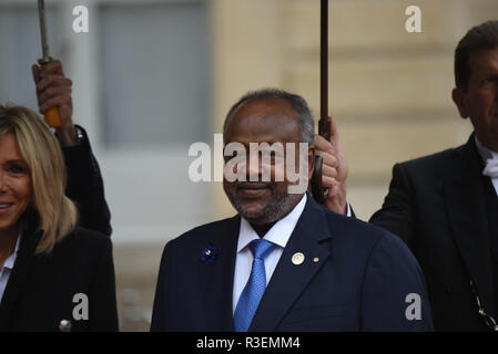 Novembre 11, 2018 - Paris, France : le Président Ismail Omar Guelleh de Djibouti arrive à l'Elysée pour rejoindre la commémoration de l'Armistice. Plus de 60 chefs d'Etat et de gouvernement et dirigeants des grandes institutions financières internationales ont fait le déplacement a Paris pour assister à la commémoration du centieme anniversaire de l'armistice du 11 novembre 1918. *** FRANCE / PAS DE VENTES DE MÉDIAS FRANÇAIS *** Banque D'Images