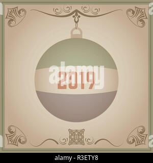 Ancienne carte de Noël la vente. Pour simple bannière Nouvelle Année 2019 Illustration de Vecteur