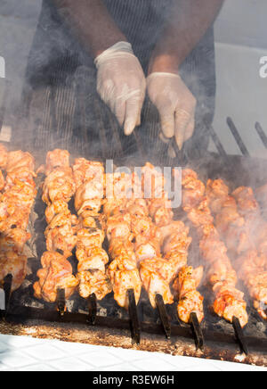 Shashlyk poulet grillé étant de l'avis Banque D'Images