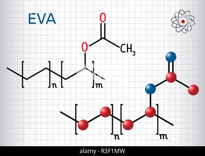 L'éthylène-acétate de vinyle (EVA). C'est est le copolymère d'éthylène et d'acétate de vinyle. Feuille de papier dans une cage. Vector illustration Illustration de Vecteur