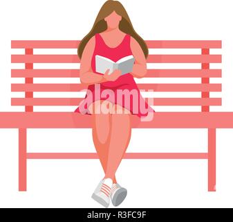 Fille assise sur un banc Illustration de Vecteur