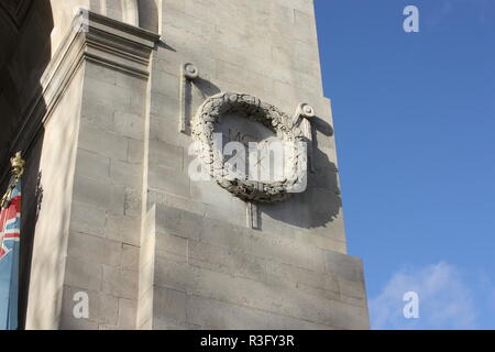 Le monument commémoratif de guerre du Canada, à Victoria Park, Leicester, montrant 1919 car la date de fin de la Première Guerre mondiale ou la Grande Guerre Banque D'Images