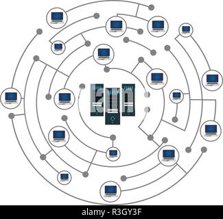 Concept de réseau isolé sur fond blanc Illustration de Vecteur