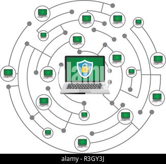 Réseau protégé de données Illustration de Vecteur